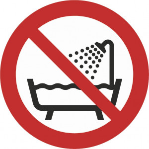 Verbot, dieses Gerät in der Badewanne, Dusche oder über mit Wasser gefülltem Becken zu benutzen
