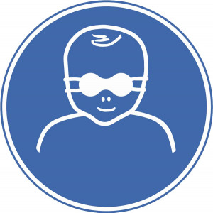 Kleinkinder durch weitgehend lichtundurchlässige Augenabschirmung schützen