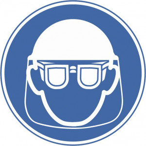 Schutzbrille und Gesichtsschutzschild benutzen