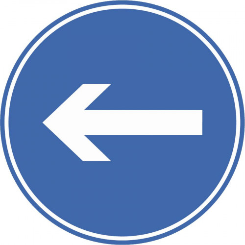 Vorgeschriebene Fahrtrichtung hier links