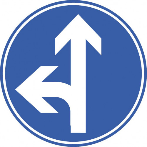 Vorgeschriebene Fahrtrichtung gerade und links