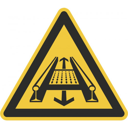 Warnung vor Gefahren durch eine Förderanlage im Gleis