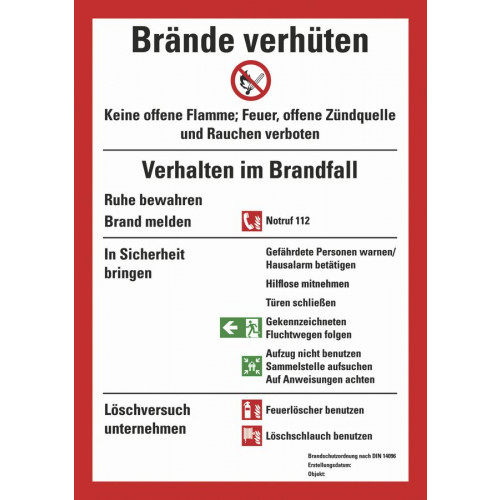 Brandschutzordnung DIN 14096-A
